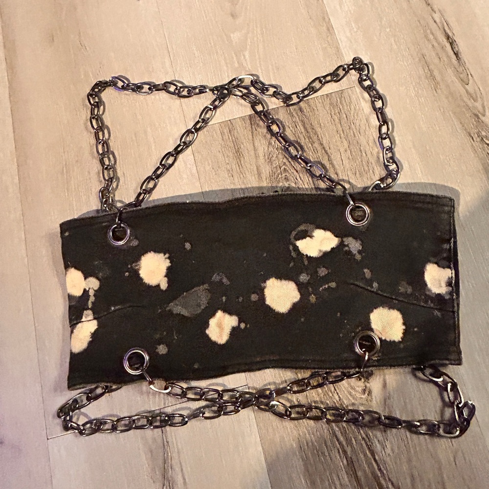 Chain Strap Black and Cream Women's Tank Top